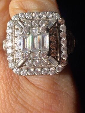 JTV Bella Luca Diamond Stimulant/CZ Sterling silver Ring size 6